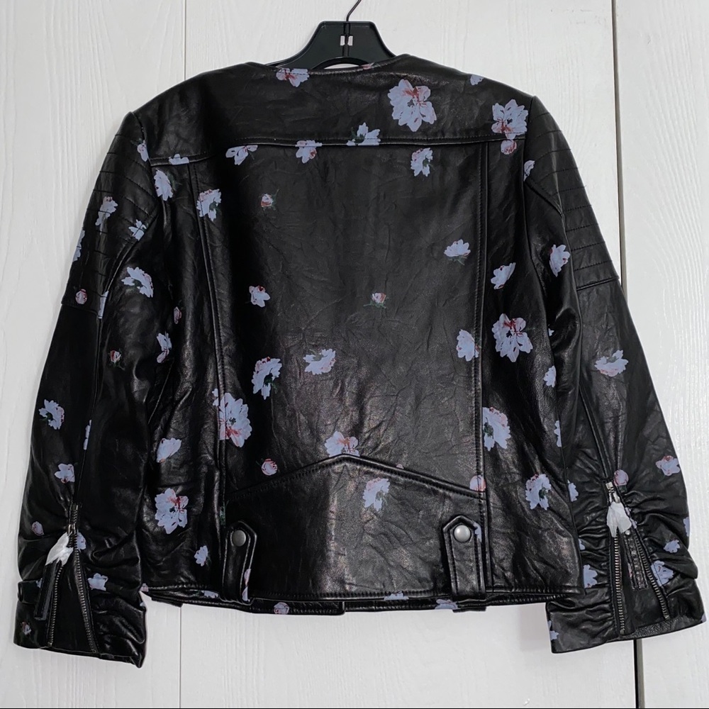 NWT Size L Joie Thisbe Floral Leather Black Jacket - Picture 8 of 8